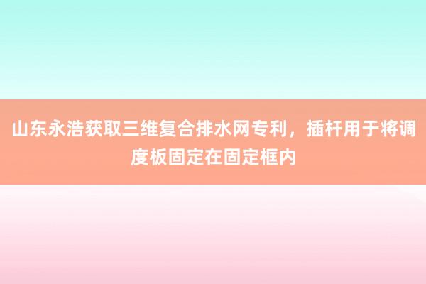 山东永浩获取三维复合排水网专利，插杆用于将调度板固定在固定框内
