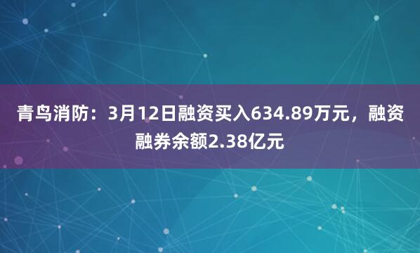 青鸟消防：3月12日融资买入634.89万元，融资融券余额2.38亿元