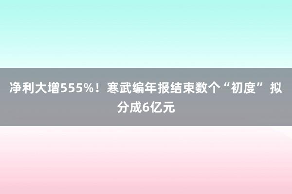 净利大增555%！寒武编年报结束数个“初度” 拟分成6亿元