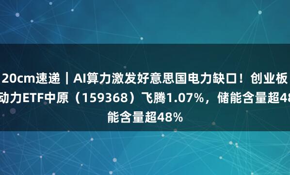 20cm速递｜AI算力激发好意思国电力缺口！创业板新动力ETF中原（159368）飞腾1.07%，储能含量超48%