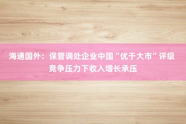 海通国外：保管调处企业中国“优于大市”评级 竞争压力下收入增长承压