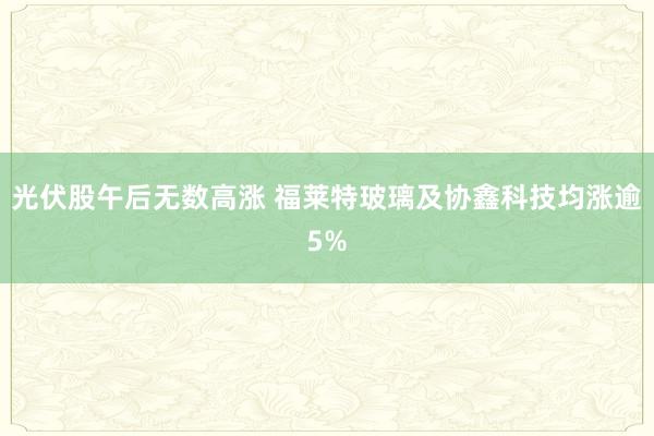 光伏股午后无数高涨 福莱特玻璃及协鑫科技均涨逾5%