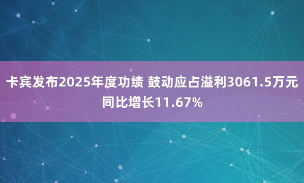 卡宾发布2025年度功绩 鼓动应占溢利3061.5万元同比增长11.67%