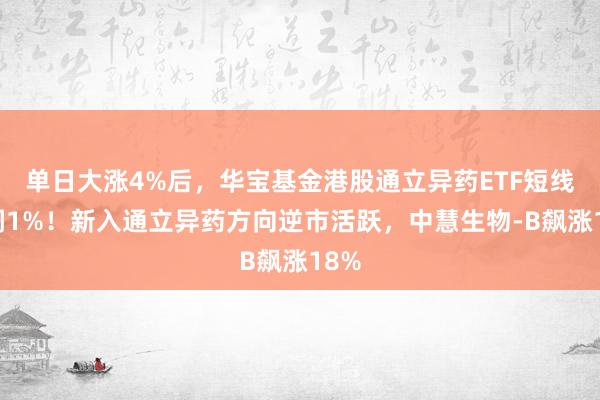 单日大涨4%后，华宝基金港股通立异药ETF短线回调1%！新入通立异药方向逆市活跃，中慧生物-B飙涨18%