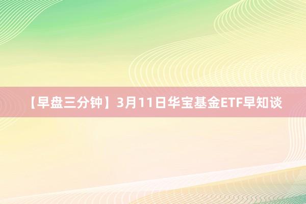 【早盘三分钟】3月11日华宝基金ETF早知谈