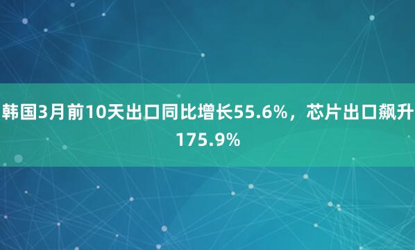韩国3月前10天出口同比增长55.6%，芯片出口飙升175.9%