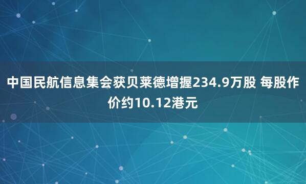 中国民航信息集会获贝莱德增握234.9万股 每股作价约10.12港元
