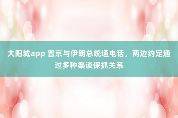 大阳城app 普京与伊朗总统通电话，两边约定通过多种渠谈保抓关系