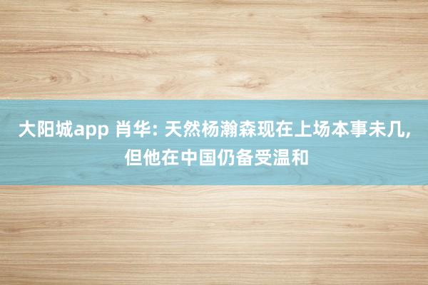 大阳城app 肖华: 天然杨瀚森现在上场本事未几， 但他在中国仍备受温和