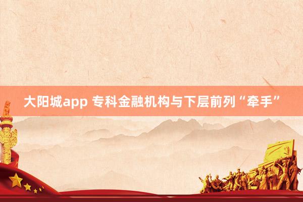 大阳城app 专科金融机构与下层前列“牵手”