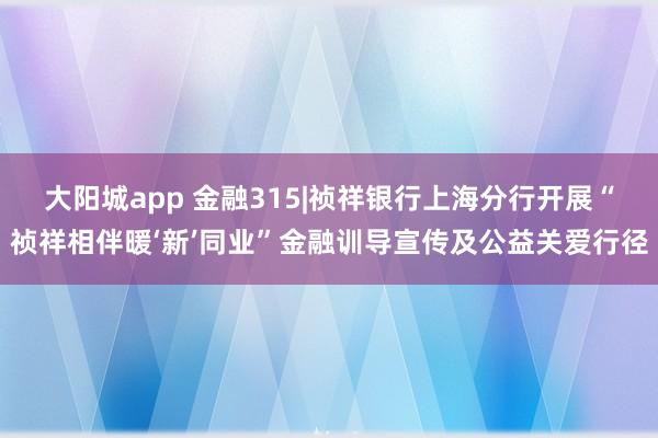 大阳城app 金融315|祯祥银行上海分行开展“祯祥相伴暖‘新’同业”金融训导宣传及公益关爱行径