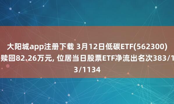 大阳城app注册下载 3月12日低碳ETF(562300)遭净赎回82.26万元， 位居当日股票ETF净流出名次383/1134