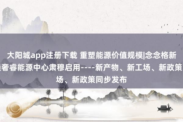 大阳城app注册下载 重塑能源价值规模|念念格新能源南通奢睿能源中心肃穆启用----新产物、新工场、新政策同步发布