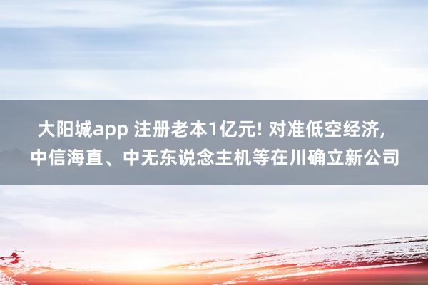 大阳城app 注册老本1亿元! 对准低空经济， 中信海直、中无东说念主机等在川确立新公司