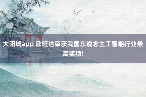 大阳城app 欣旺达荣获我国东说念主工智能行业最高奖项!