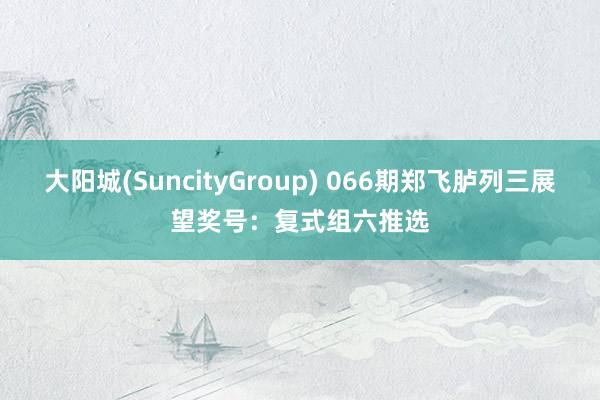 大阳城(SuncityGroup) 066期郑飞胪列三展望奖号：复式组六推选