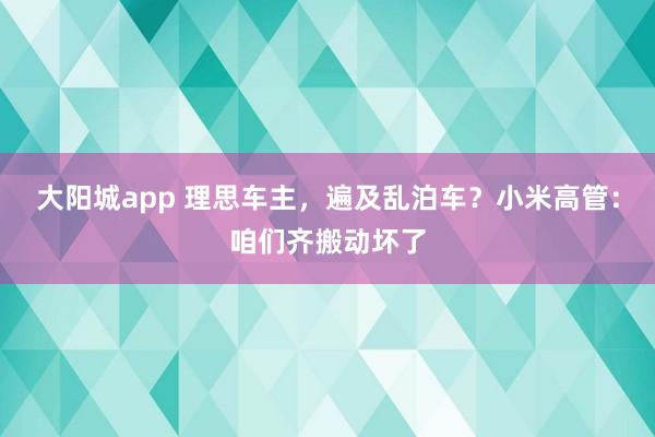 大阳城app 理思车主，遍及乱泊车？小米高管：咱们齐搬动坏了