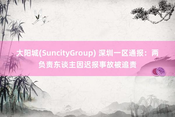 大阳城(SuncityGroup) 深圳一区通报：两负责东谈主因迟报事故被追责
