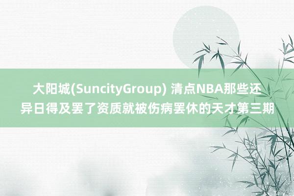 大阳城(SuncityGroup) 清点NBA那些还异日得及罢了资质就被伤病罢休的天才第三期