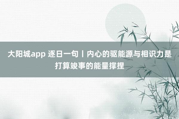 大阳城app 逐日一句丨内心的驱能源与相识力是打算竣事的能量撑捏