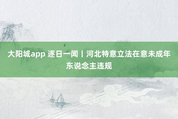 大阳城app 逐日一闻丨河北特意立法在意未成年东说念主违规