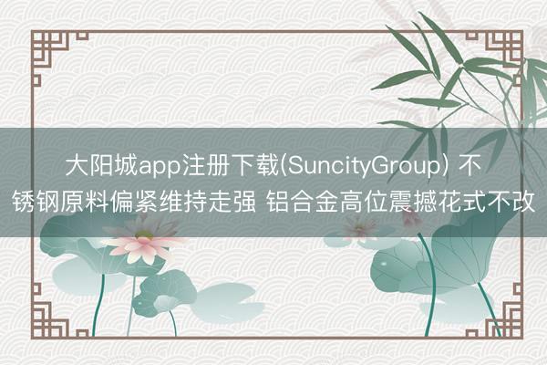 大阳城app注册下载(SuncityGroup) 不锈钢原料偏紧维持走强 铝合金高位震撼花式不改