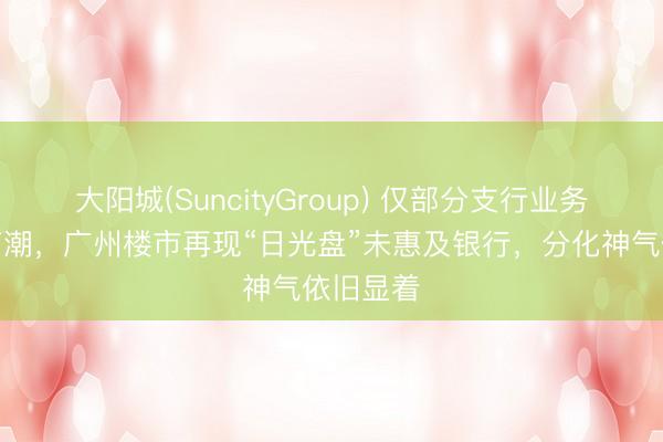 大阳城(SuncityGroup) 仅部分支行业务量小幅高潮，广州楼市再现“日光盘”未惠及银行，分化神气依旧显着