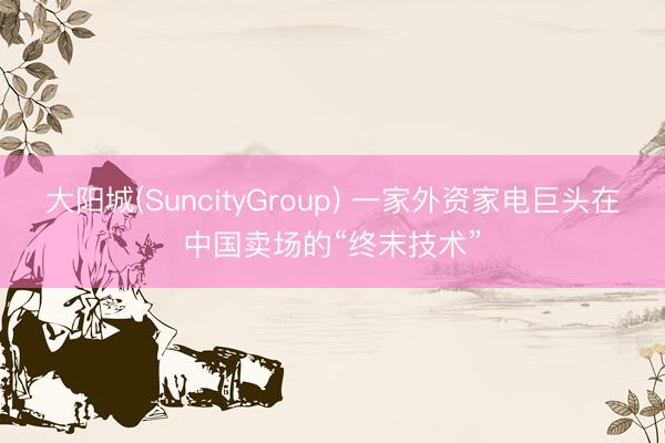 大阳城(SuncityGroup) 一家外资家电巨头在中国卖场的“终末技术”