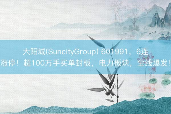 大阳城(SuncityGroup) 601991,6连涨停!超100万手买单封板,电力板块,全线爆发!