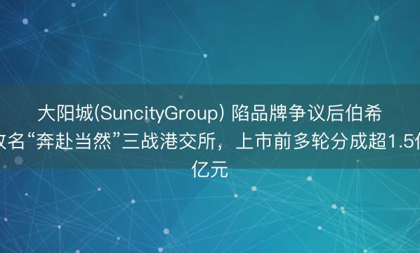 大阳城(SuncityGroup) 陷品牌争议后伯希和改名“奔赴当然”三战港交所，上市前多轮分成超1.5亿元