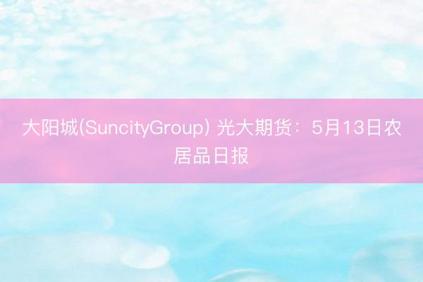 大阳城(SuncityGroup) 光大期货：5月13日农居品日报