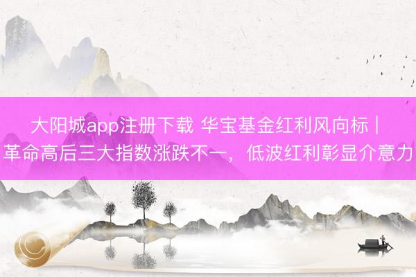 大阳城app注册下载 华宝基金红利风向标 | 革命高后三大指数涨跌不一，低波红利彰显介意力