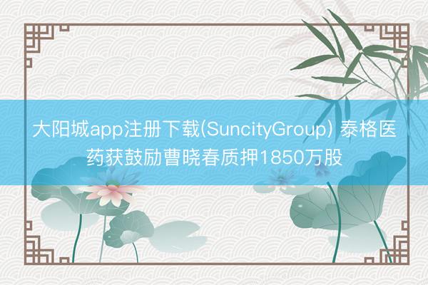 大阳城app注册下载(SuncityGroup) 泰格医药获鼓励曹晓春质押1850万股