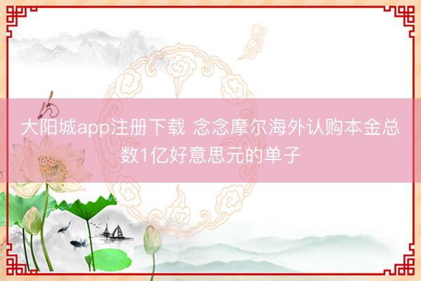大阳城app注册下载 念念摩尔海外认购本金总数1亿好意思元的单子