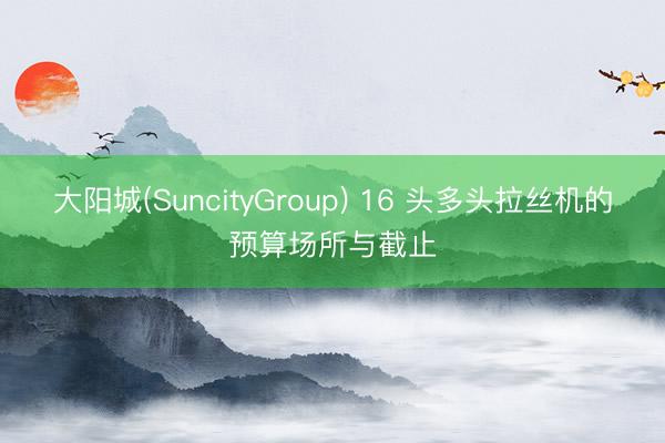 大阳城(SuncityGroup) 16 头多头拉丝机的预算场所与截止
