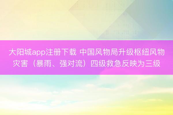 大阳城app注册下载 中国风物局升级枢纽风物灾害（暴雨、强对流）四级救急反映为三级