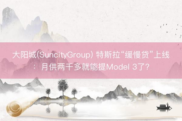 大阳城(SuncityGroup) 特斯拉“缓慢贷”上线：月供两千多就能提Model 3了？