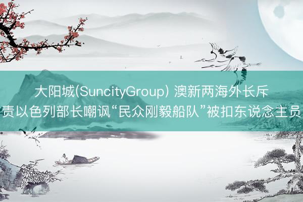 大阳城(SuncityGroup) 澳新两海外长斥责以色列部长嘲讽“民众刚毅船队”被扣东说念主员