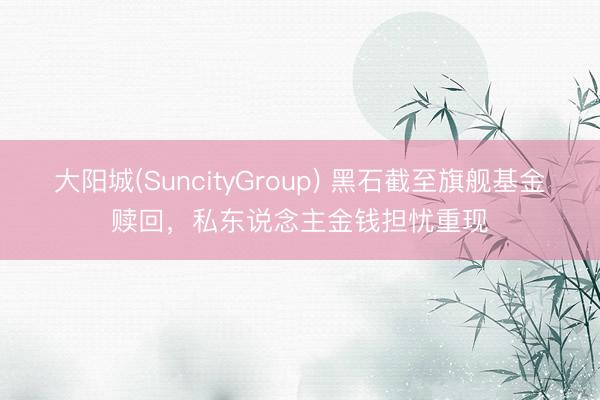 大阳城(SuncityGroup) 黑石截至旗舰基金赎回,私东说念主金钱担忧重现