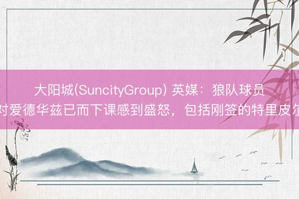 大阳城(SuncityGroup) 英媒：狼队球员对爱德华兹已而下课感到盛怒，包括刚签的特里皮尔