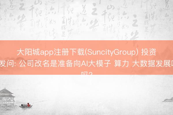大阳城app注册下载(SuncityGroup) 投资者发问: 公司改名是准备向AI大模子 算力 大数据发展吗?
